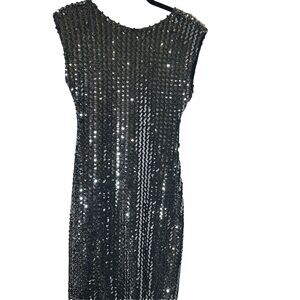 Vintage Glenrob Sequin Dress Plunging Back Size Medium New Year